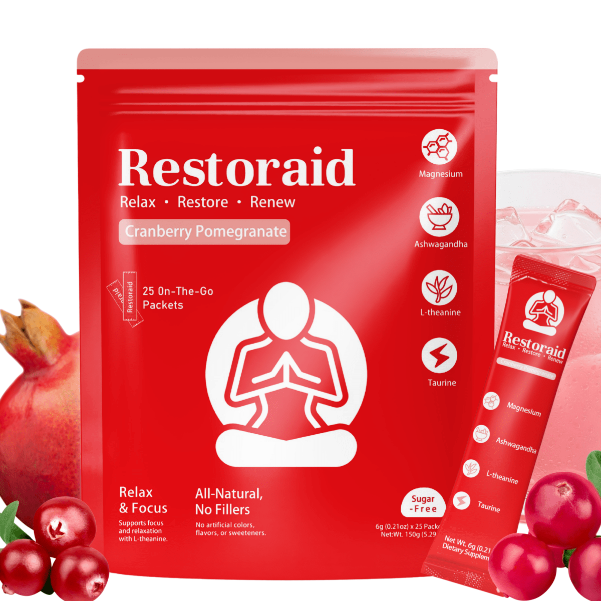 Restoraid Cranberry Pomegranate - 25 Pack - KinVita
