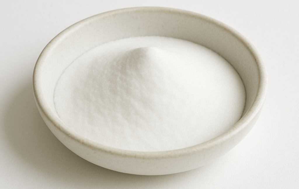 White ceramic bowl with a smooth interior on a light gray background